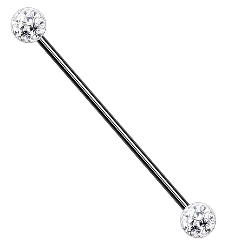 Glitterball Black PVD Industrial Barbell