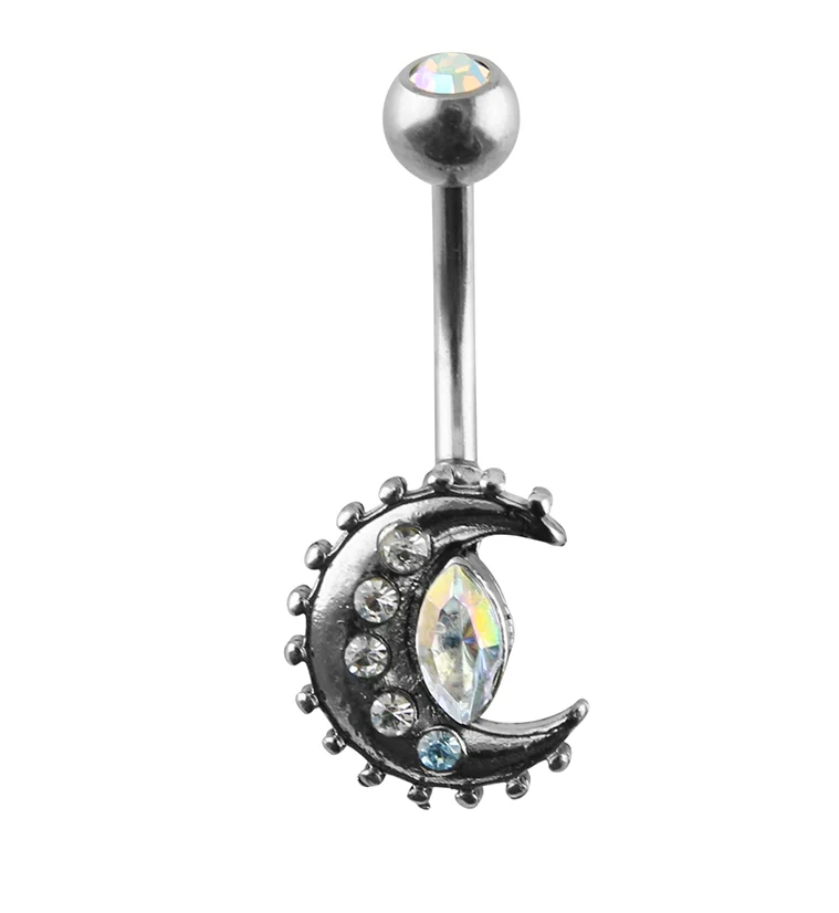 Glitz Crescent Moon Belly Button Ring