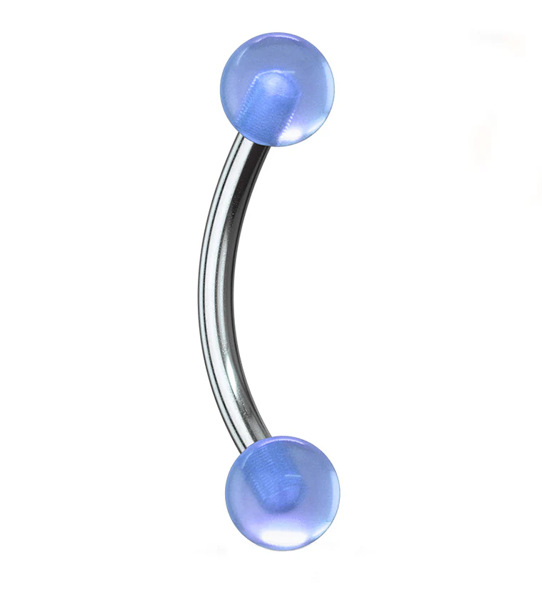 Glow In The Dark Stainless Steel Curved Barbell - Image 2