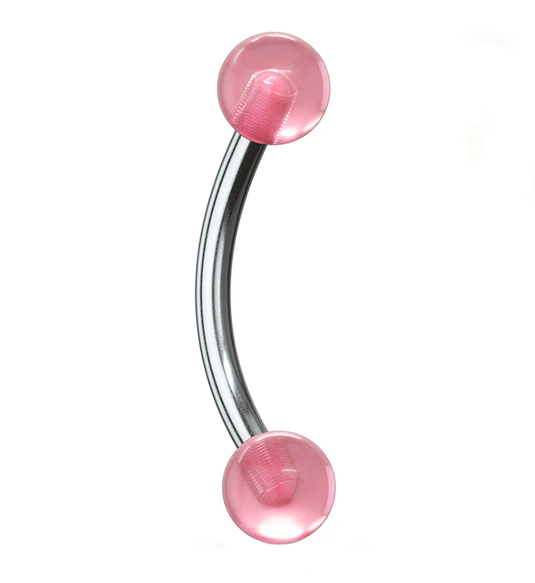 Glow In The Dark Stainless Steel Curved Barbell - Image 3