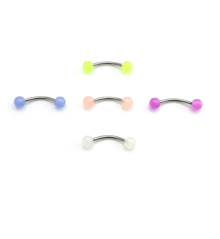 Glow In The Dark Stainless Steel Curved Barbell - Image 6