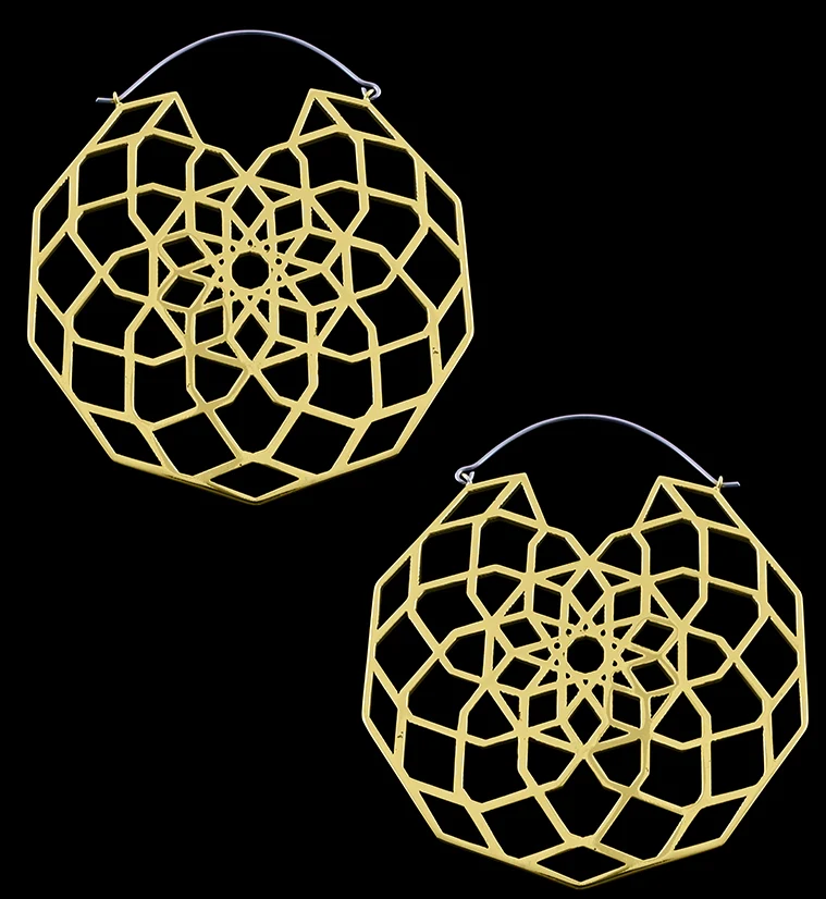 Gold Labyrinth Titanium Hangers - Earrings