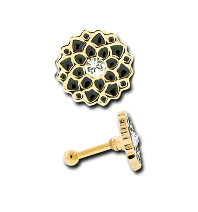 Gold Mandala Flower Tragus - Cartilage Barbell