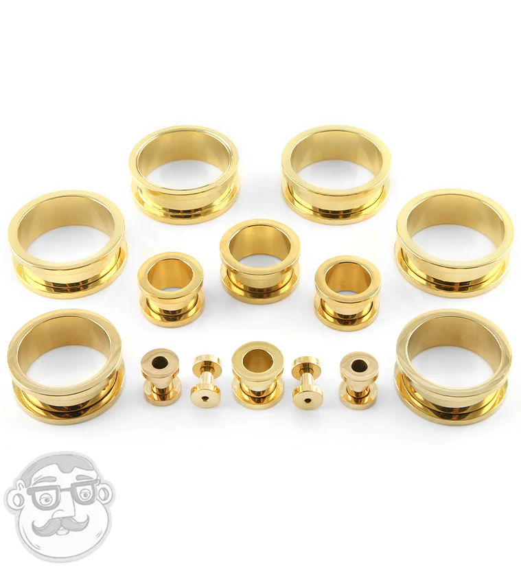 Gold PVD Stainless Steel Screw on Tunnels - Image 3
