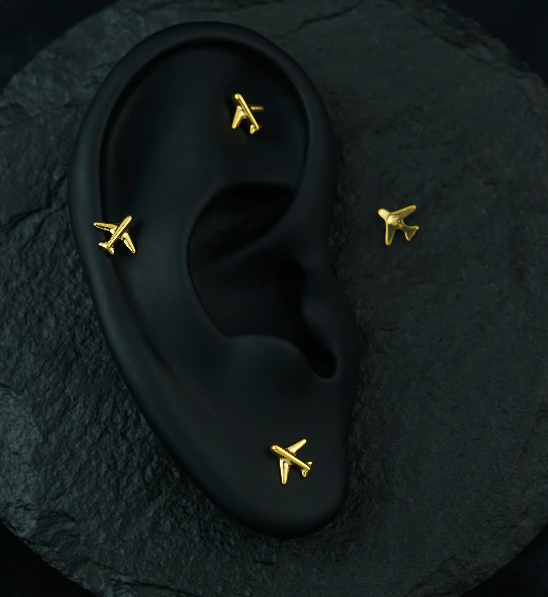 Gold PVD Airplane Threadless Titanium Top - Image 2