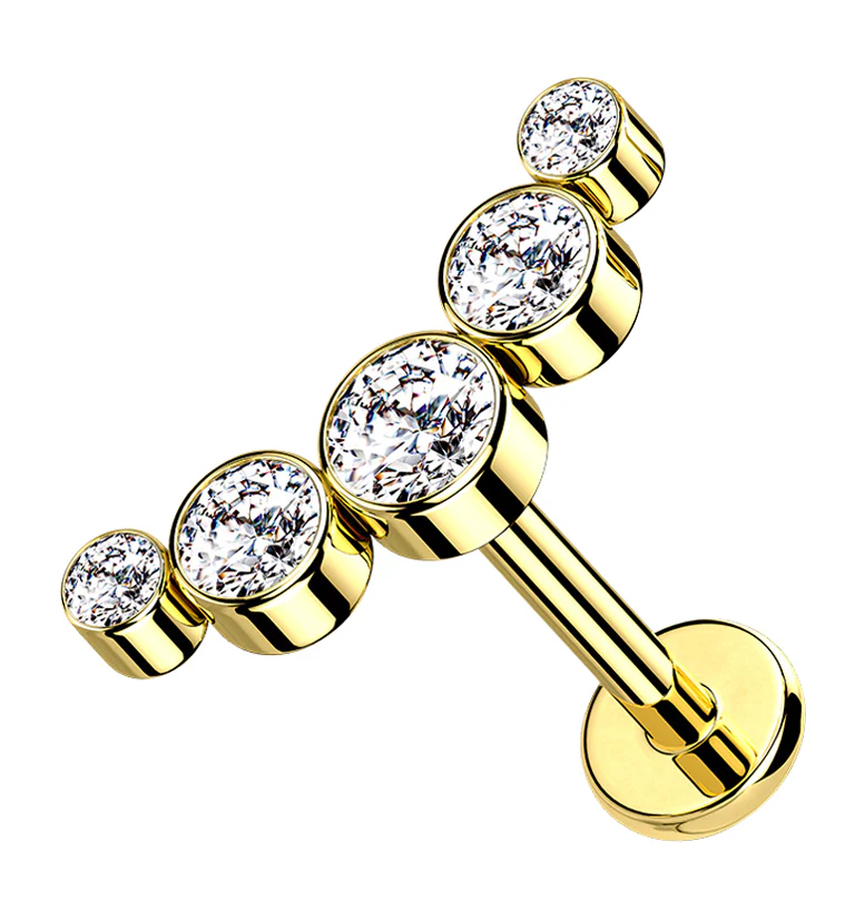 Gold PVD Arch CZ Labret Post