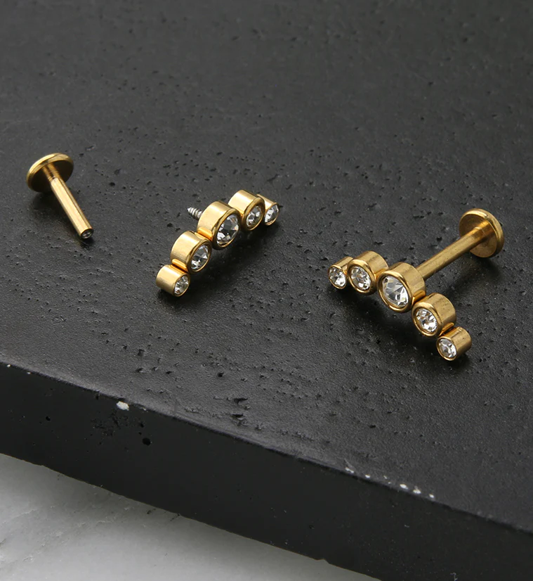 Gold PVD Arch CZ Labret Post - Image 2