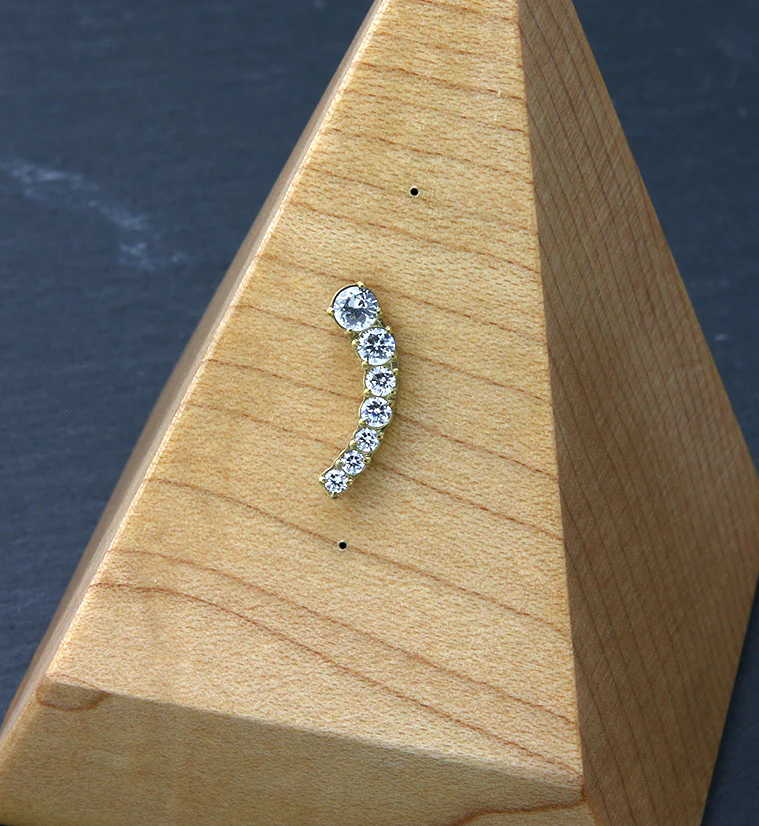 Gold PVD Ascend CZ Threadless Titanium Top - Image 2