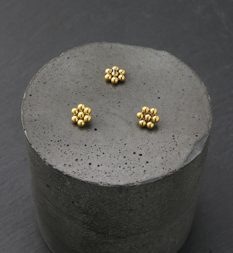 Gold PVD Beaded Hexagon Internally Threaded Titanium Top - Image 2