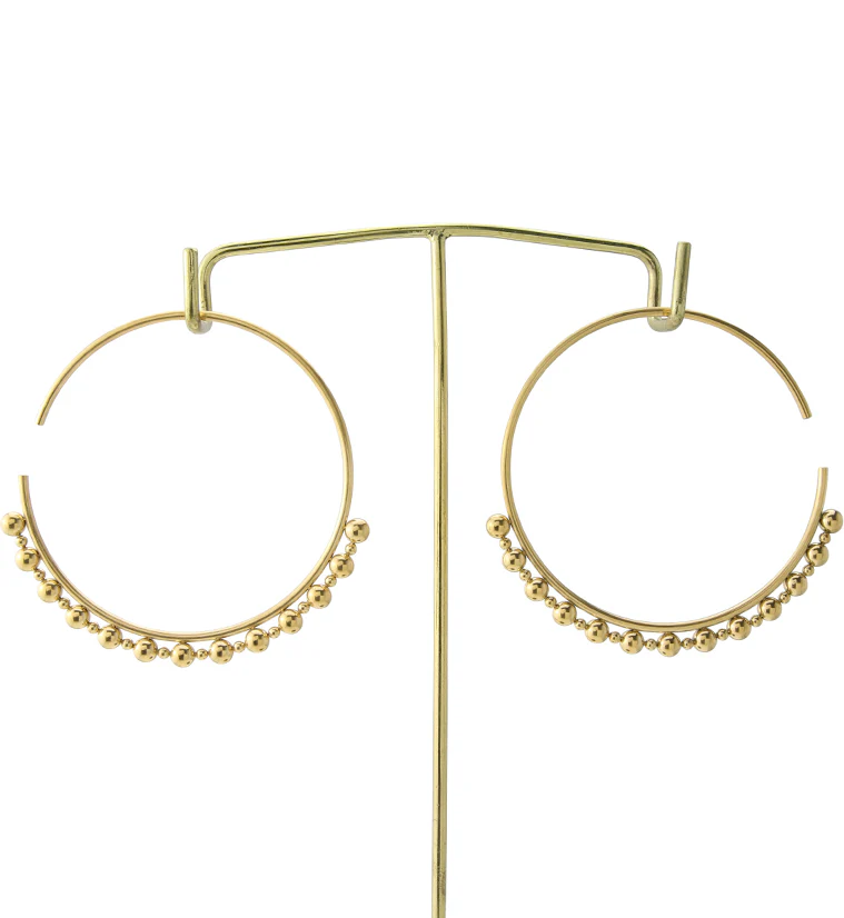 Gold PVD Beaded Hoop Stainless Steel Hangers - Image 4