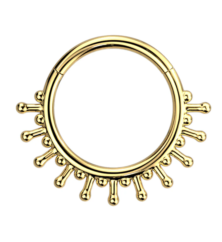 Beaded Sunray Gold PVD Hinged Segment Ring