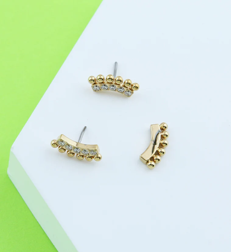 Gold PVD Beaded Vault Clear CZ Titanium Threadless Top - Image 2