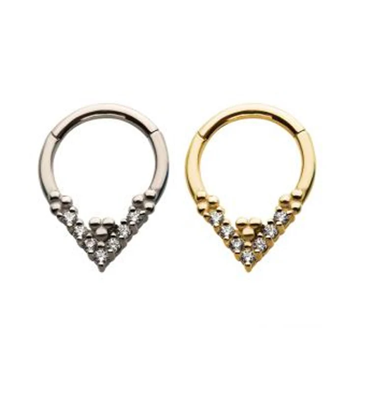 Gold PVD Beaded Veer CZ Hinged Segment Ring - Image 2