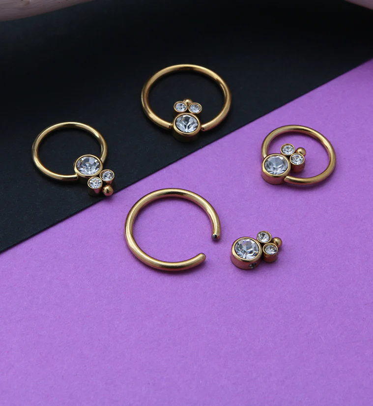 Gold PVD Bevy CZ Captive Ring - Image 2