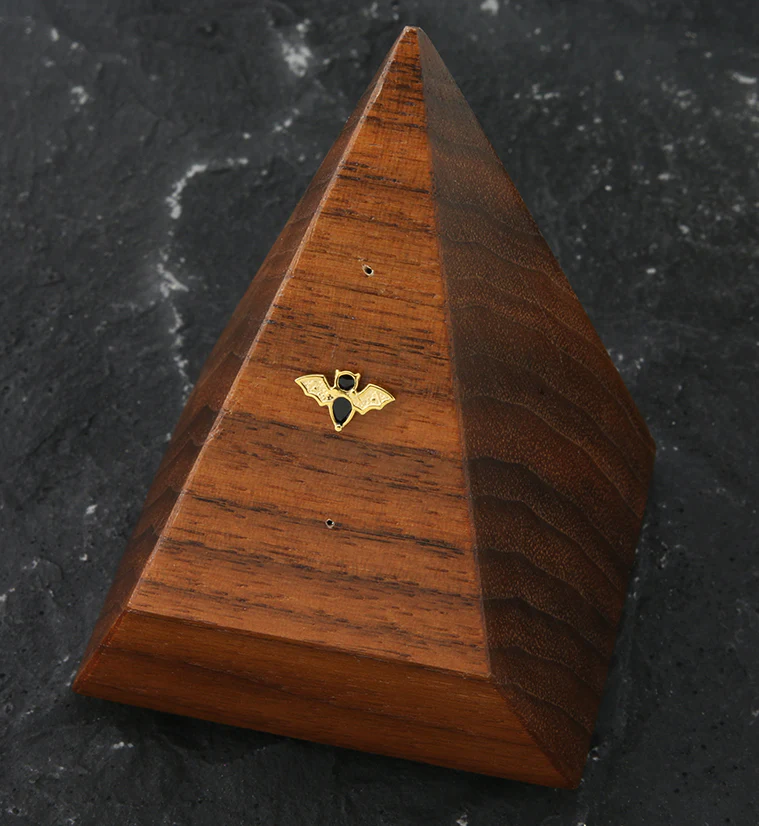 Gold PVD Black Bat Titanium Threadless Top - Image 2