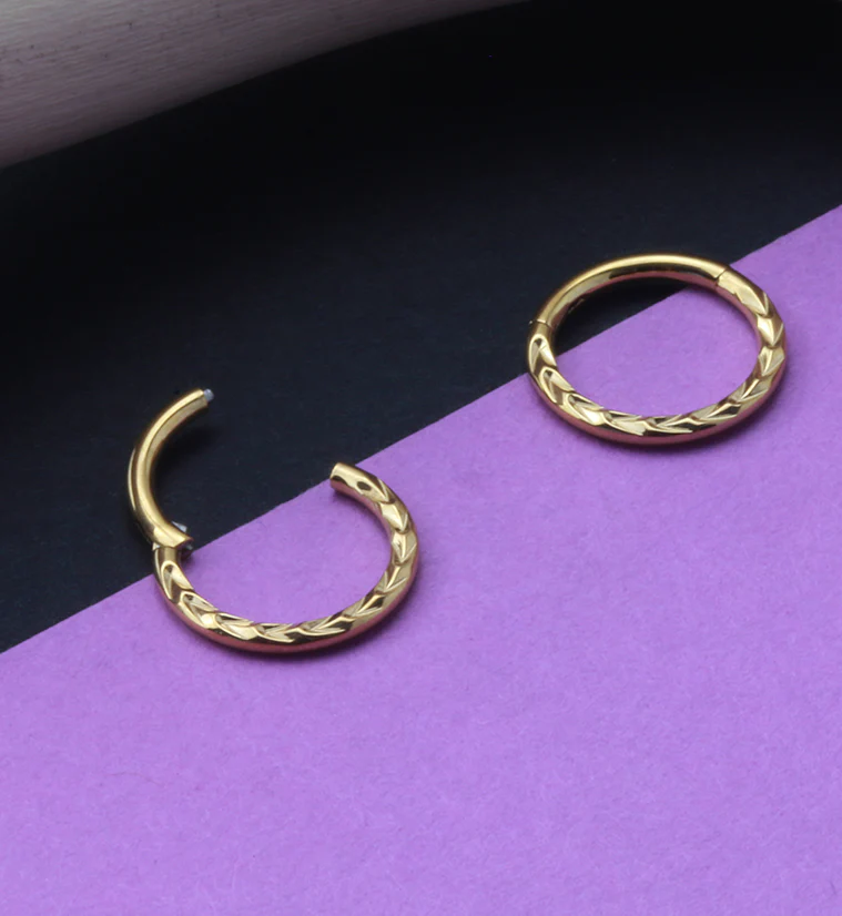 Gold PVD Braided Hinged Segment Ring - Image 2