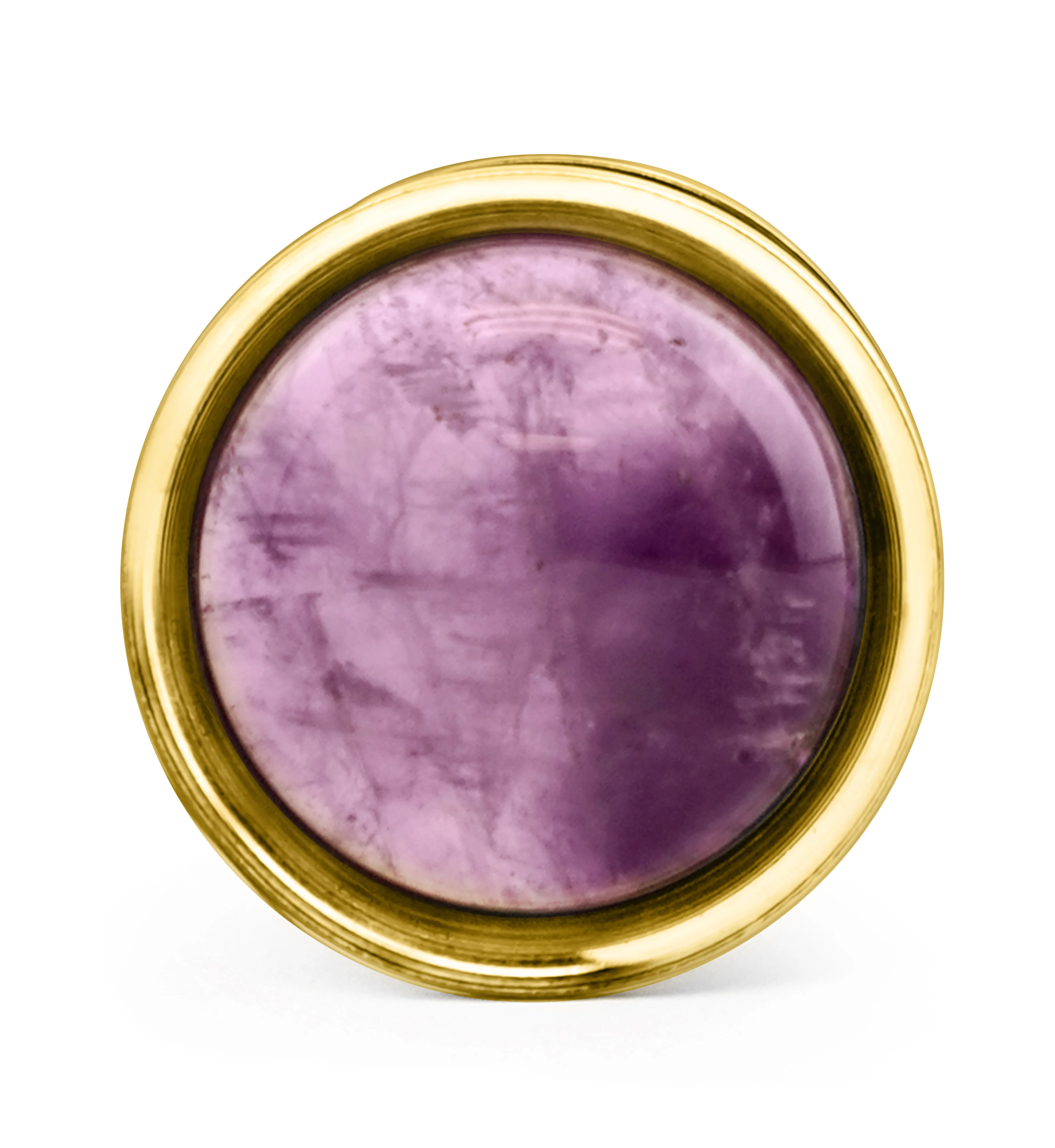 Gold PVD Cabochon Amethyst Stainless Steel Screw Back Tunnel Plugs - Image 4
