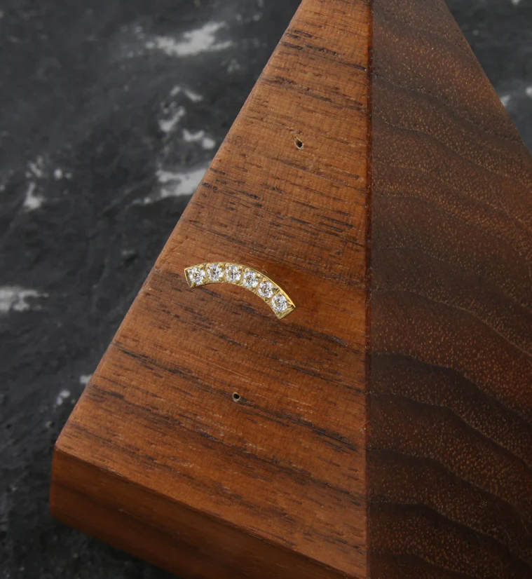 Gold PVD Camber Clear CZ Stainless Steel Threadless Top - Image 2