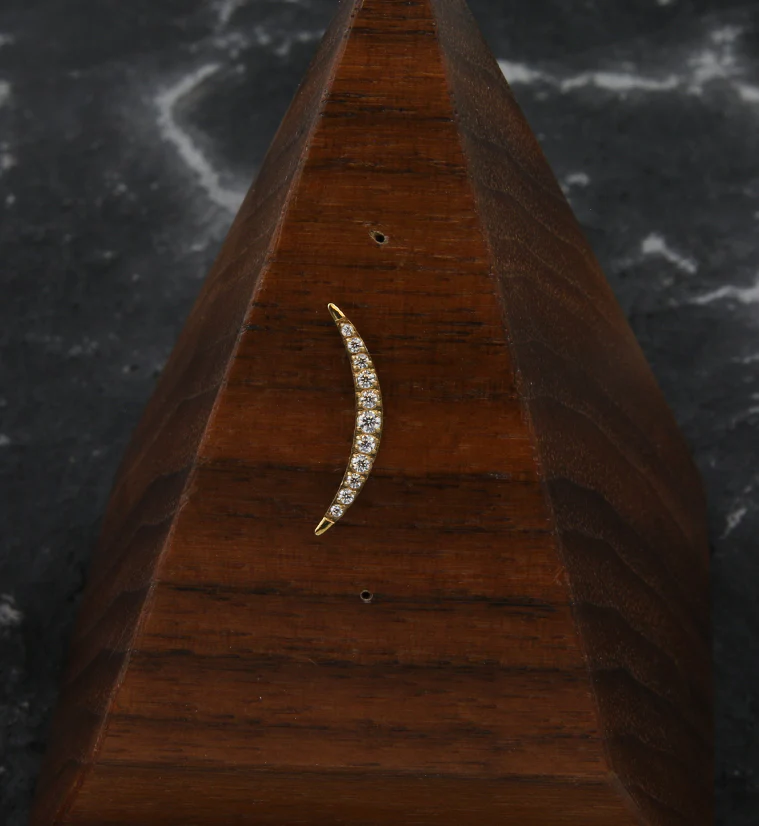 Gold PVD Camber Clear CZ Titanium Threadless Top - Image 2