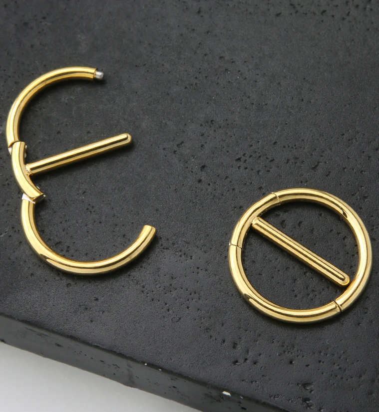Gold PVD Circlet Stainless Steel Nipple Clicker Ring - Image 2