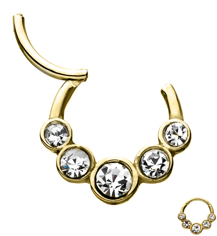 Gold PVD Crew CZ Hinged Segment Ring