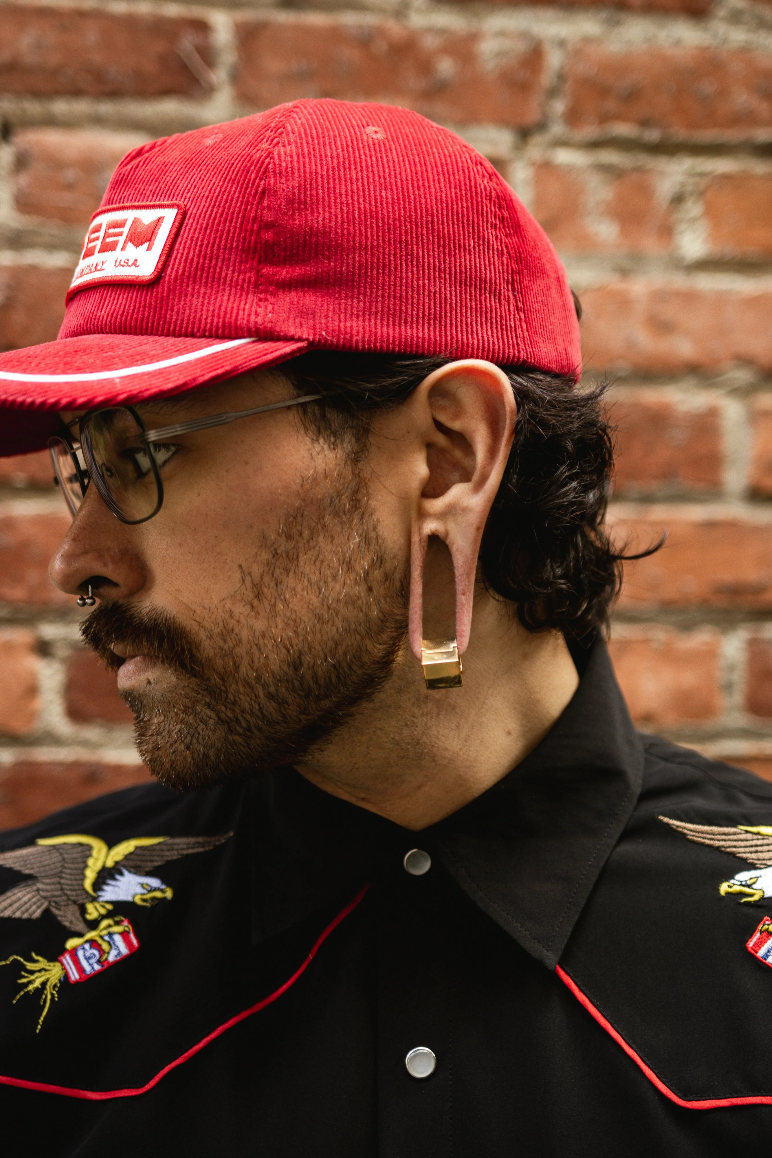 Gold PVD Cube Stainless Steel Hinged Ear Weights - Image 5