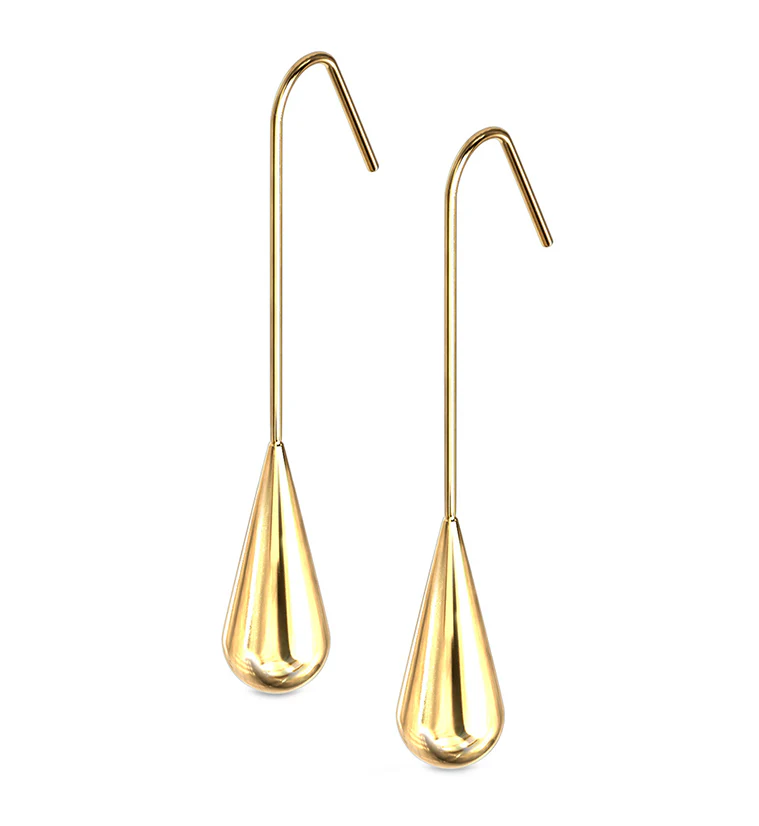 Gold PVD Drop Hanging Earrings