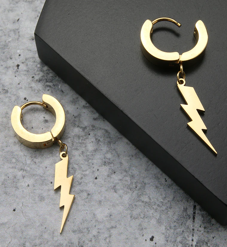 Gold PVD Electric Stainless Steel Huggie Earrings - Image 2