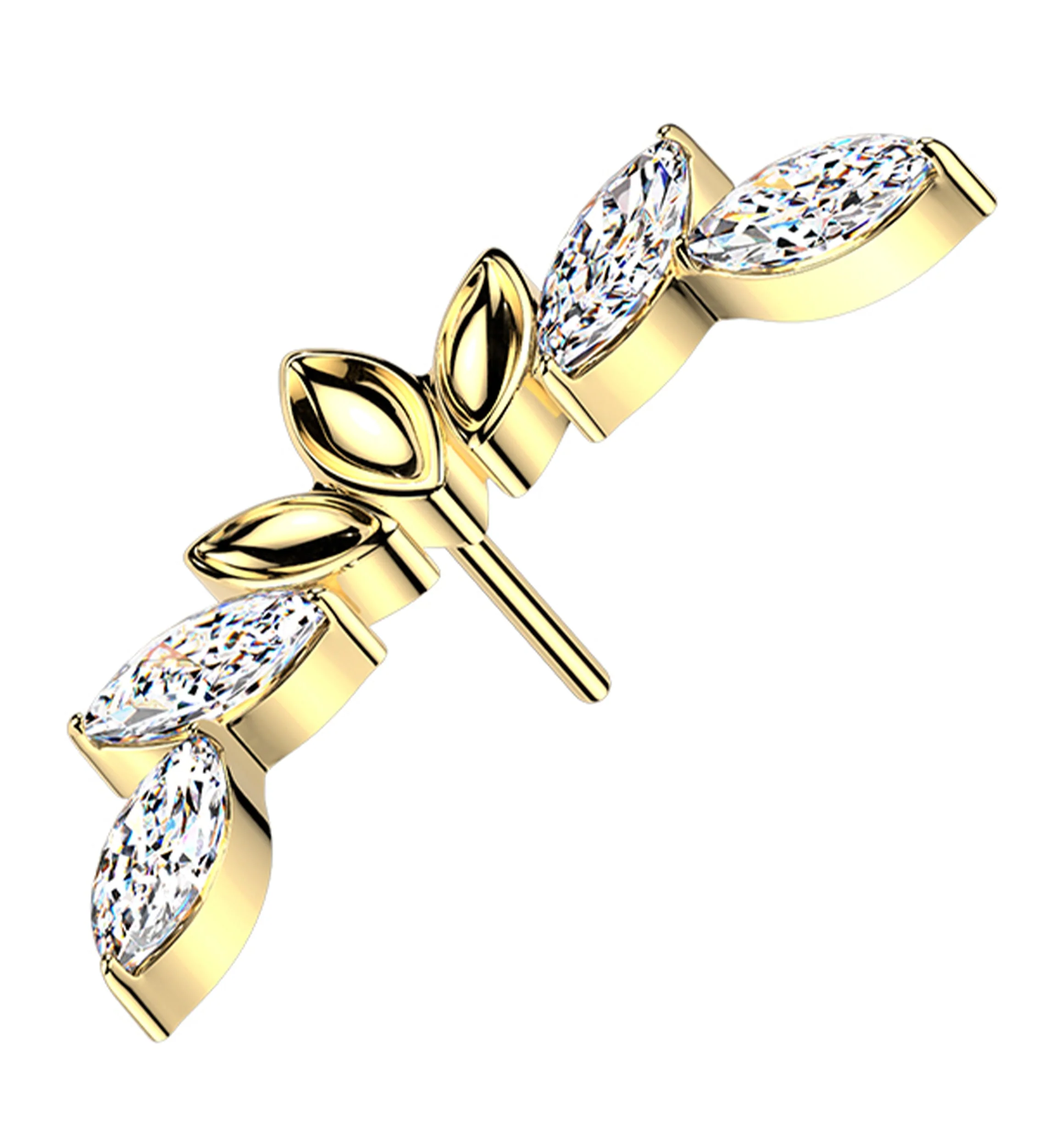 Gold PVD Empress Arch Clear CZ Titanium Threadless Top