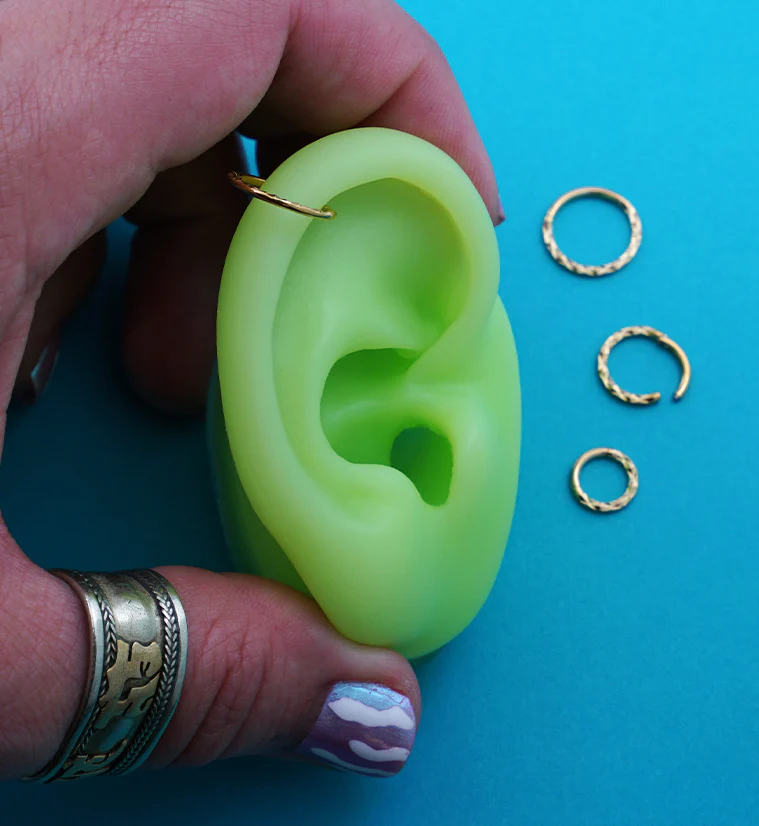 Gold PVD Faceted Front Stainless Steel Hinged Segment Ring - Image 3