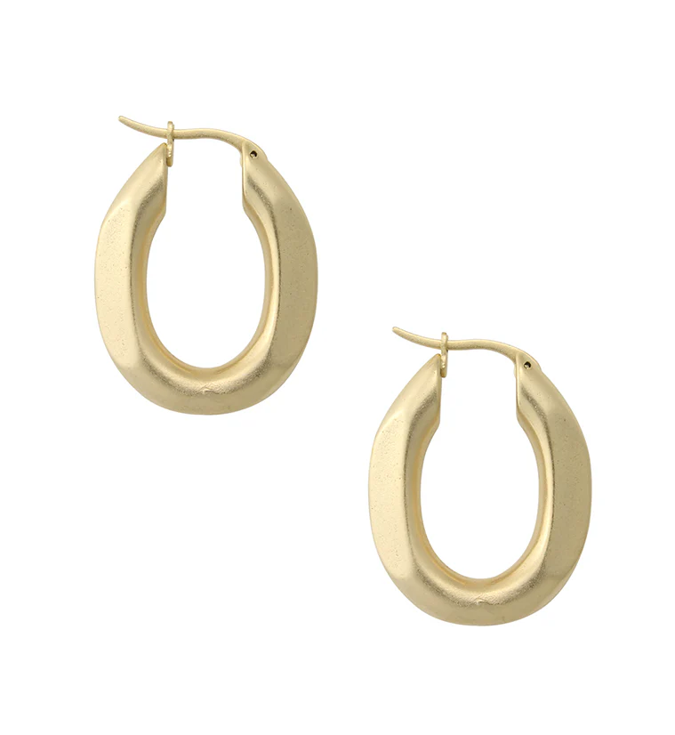 Gold PVD Faceted Stainless Steel Hoop Earrings - Image 3