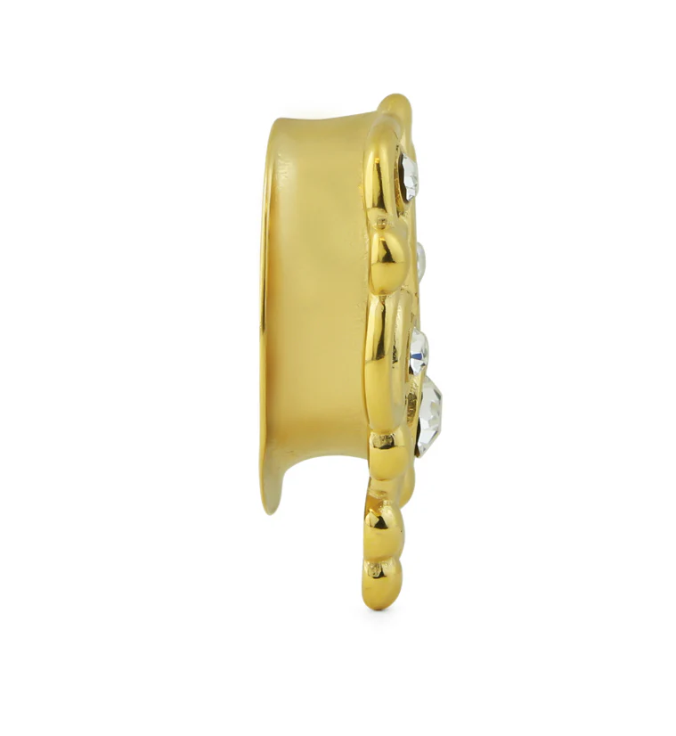 Gold PVD Filigree Clear CZ Stainless Steel Saddles - Image 4