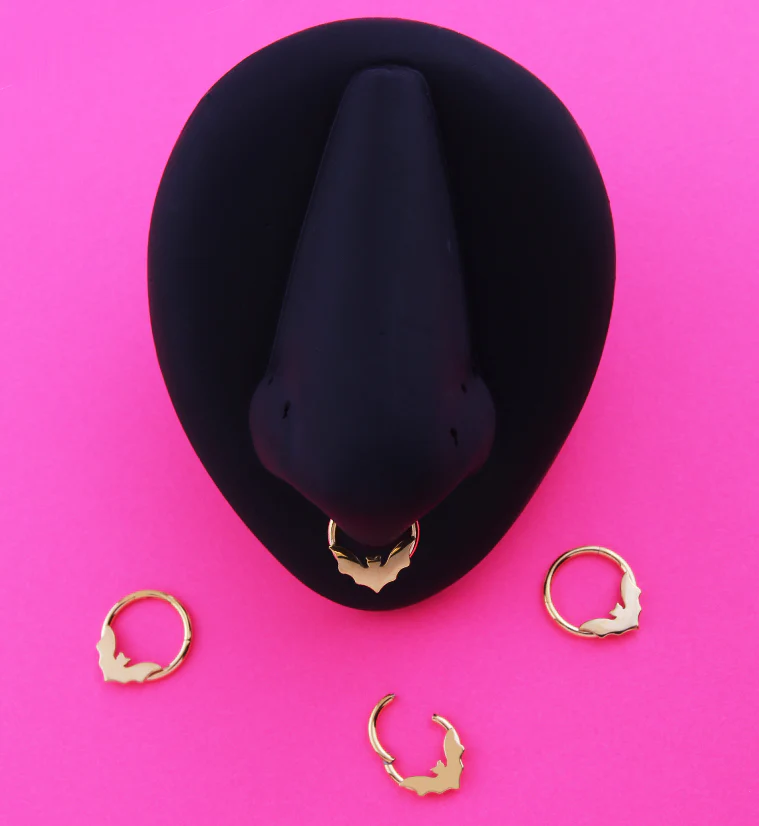 Gold PVD Flying Bat Stainless Steel Hinged Segment Ring - Image 3