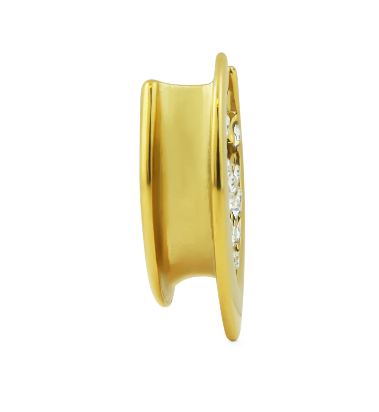 Gold PVD Geo Pave Clear CZ Stainless Steel Saddles - Image 3