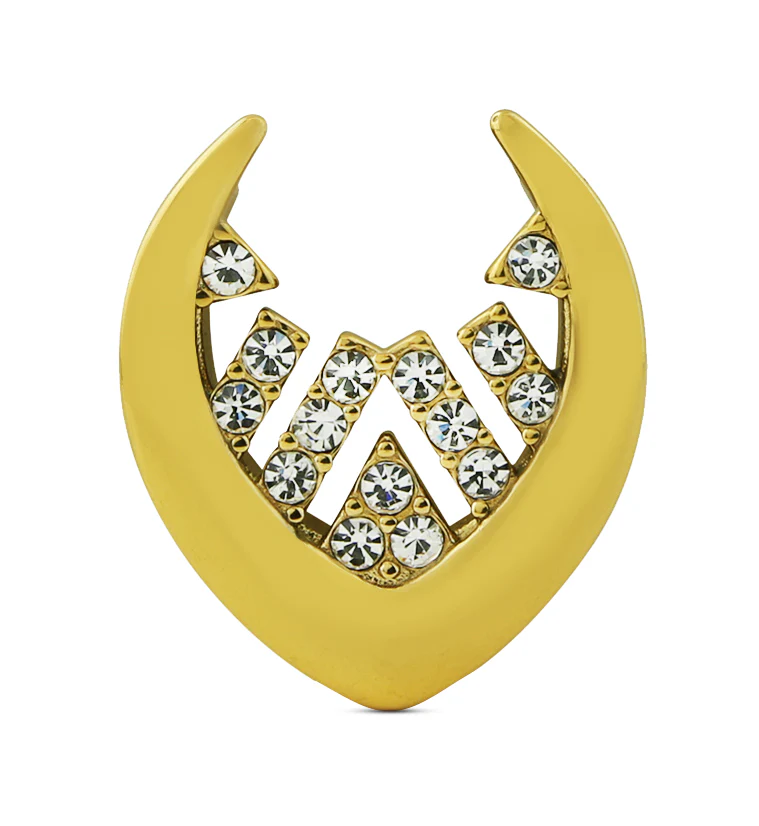 Gold PVD Geo Pave Clear CZ Stainless Steel Saddles - Image 4
