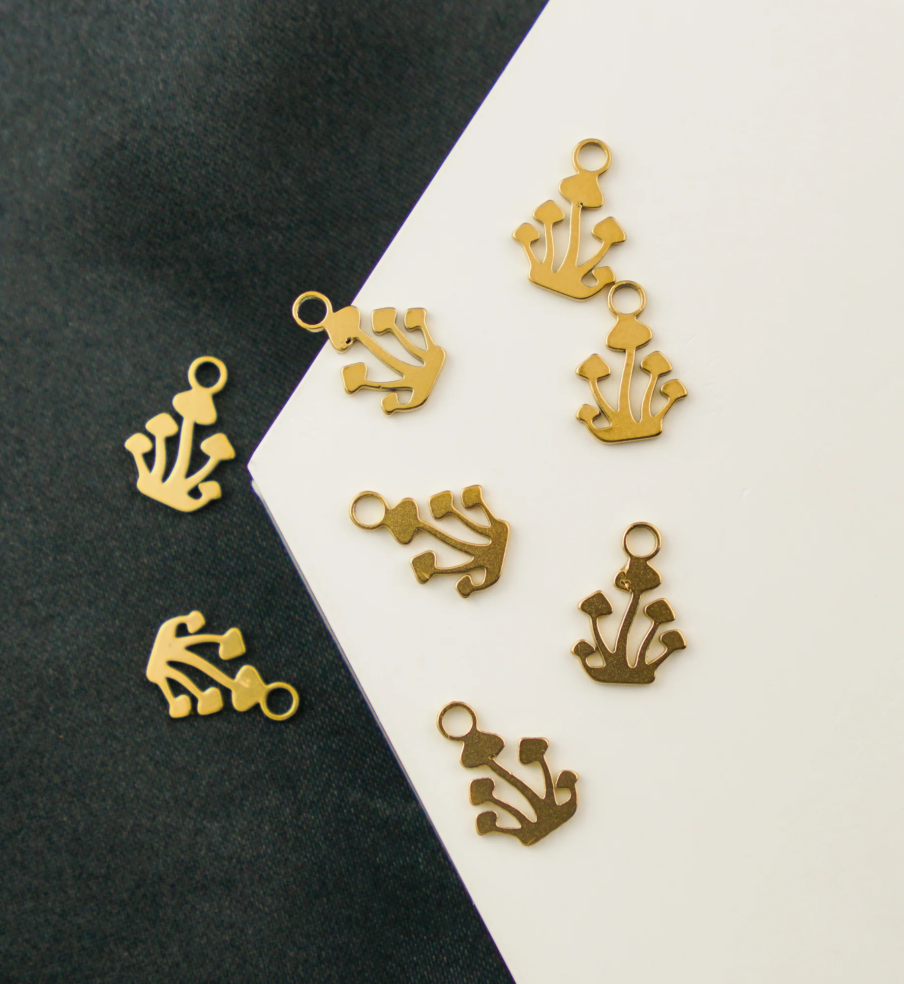 Gold PVD Growing Mushrooms Stainless Steel Charm - Image 2