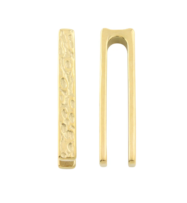 Gold PVD Hammered Tower Bar Ear Weights - Image 3