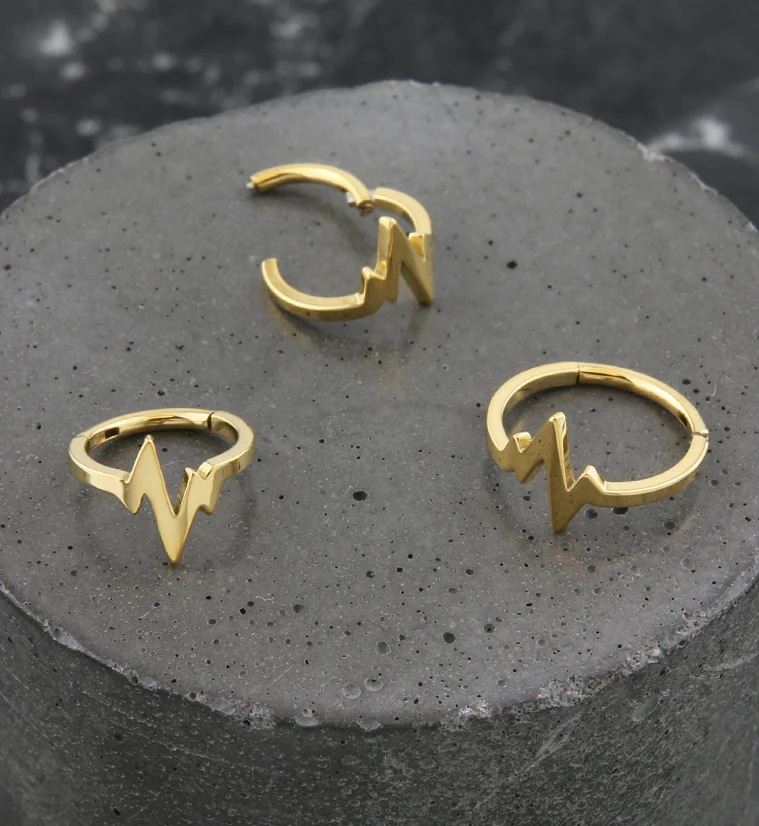 Gold PVD Pulse Stainless Steel Hinged Segment Ring - Image 2