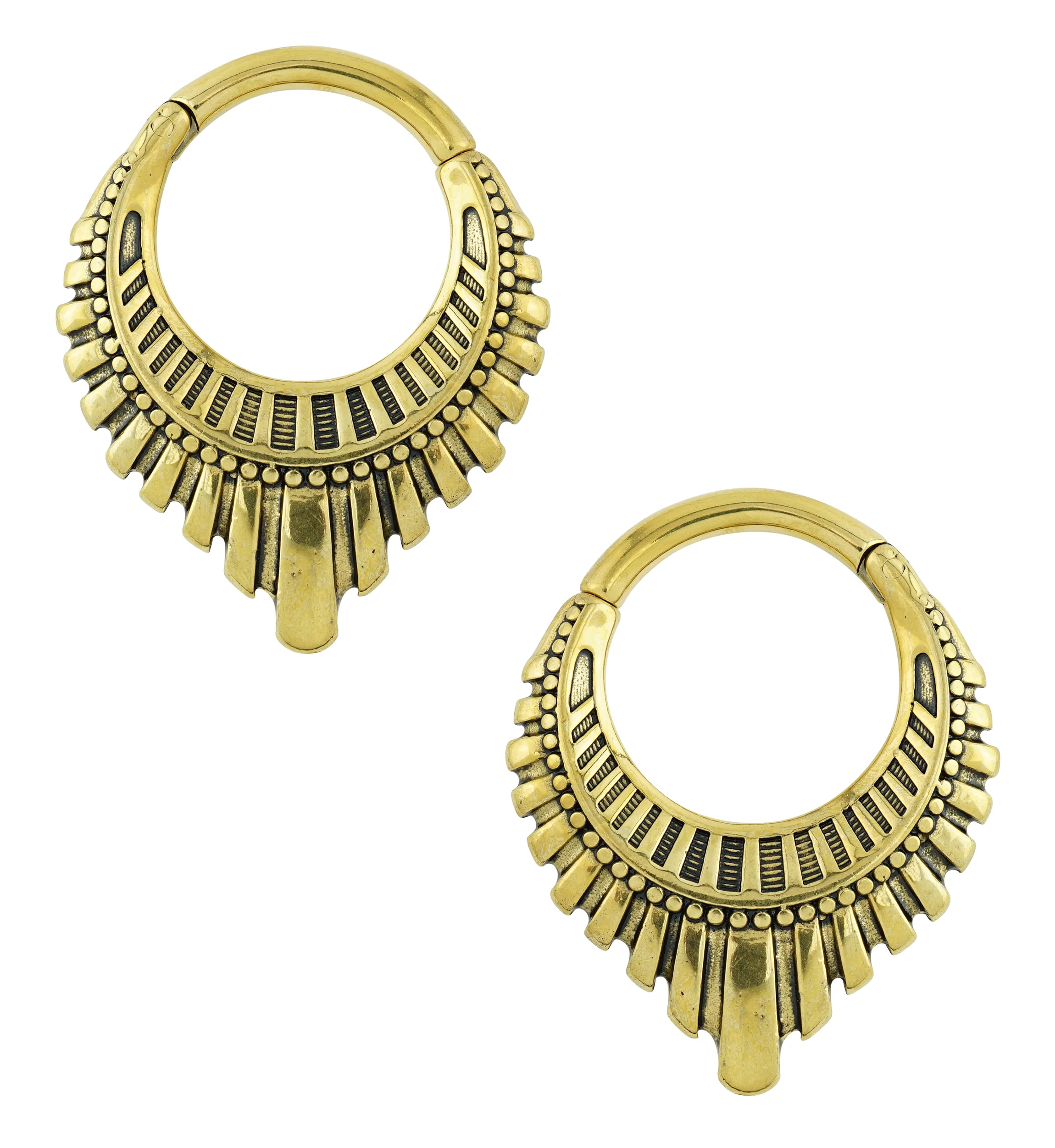 Gold PVD Heraldry Stainless Steel Hinged Ear Weights