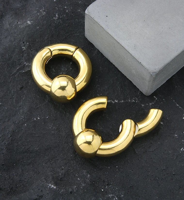 Gold PVD Hinged Slide Bead Ear Weights - Image 2