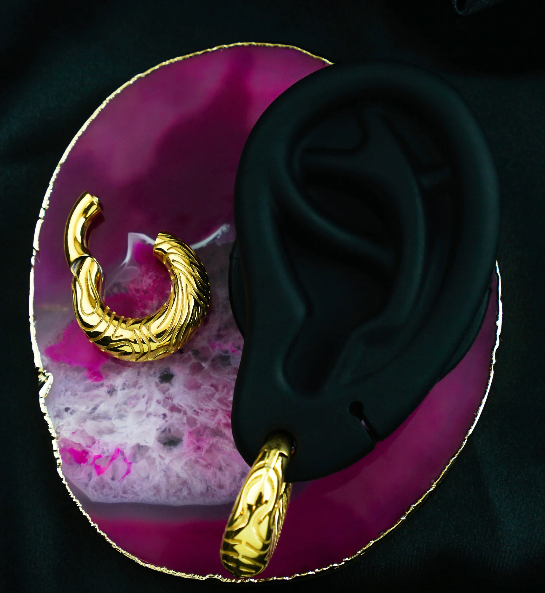 Gold PVD Impact Hinged Ear Weights - Image 2