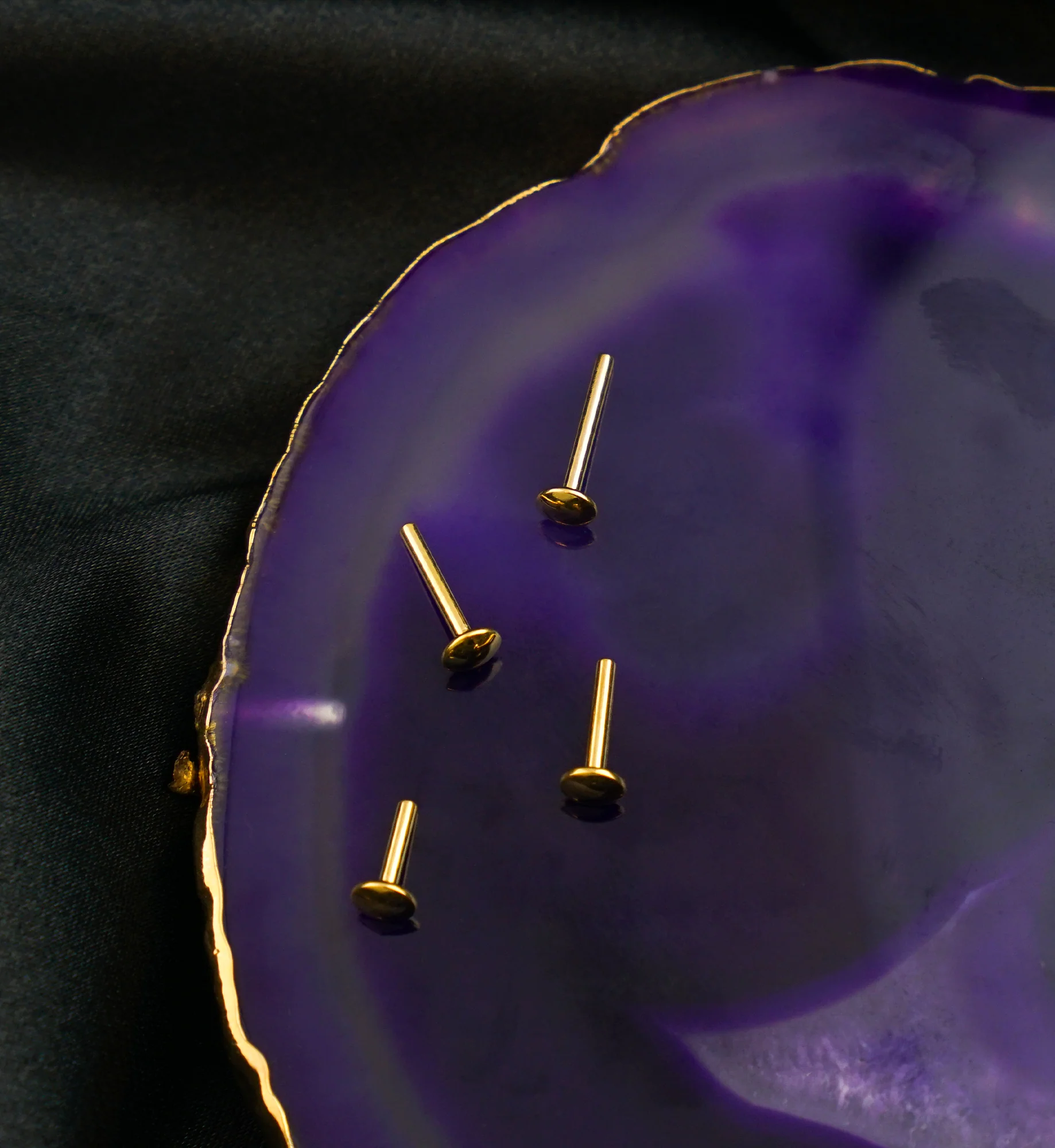 Gold PVD Internally Threaded Titanium Convex Back Labret (Post Only) - Image 2