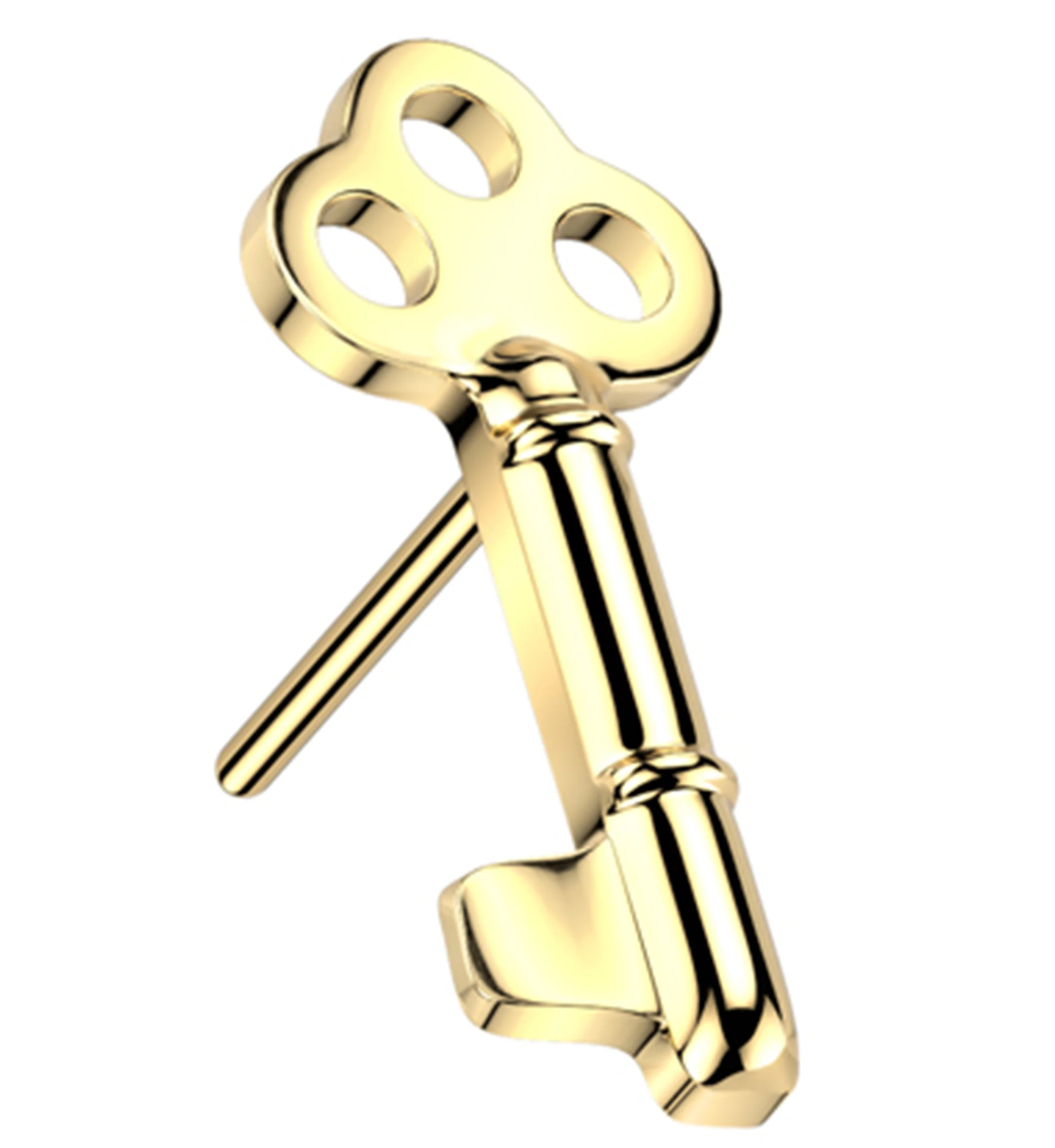 Gold PVD Antique Key Titanium Threadless Top
