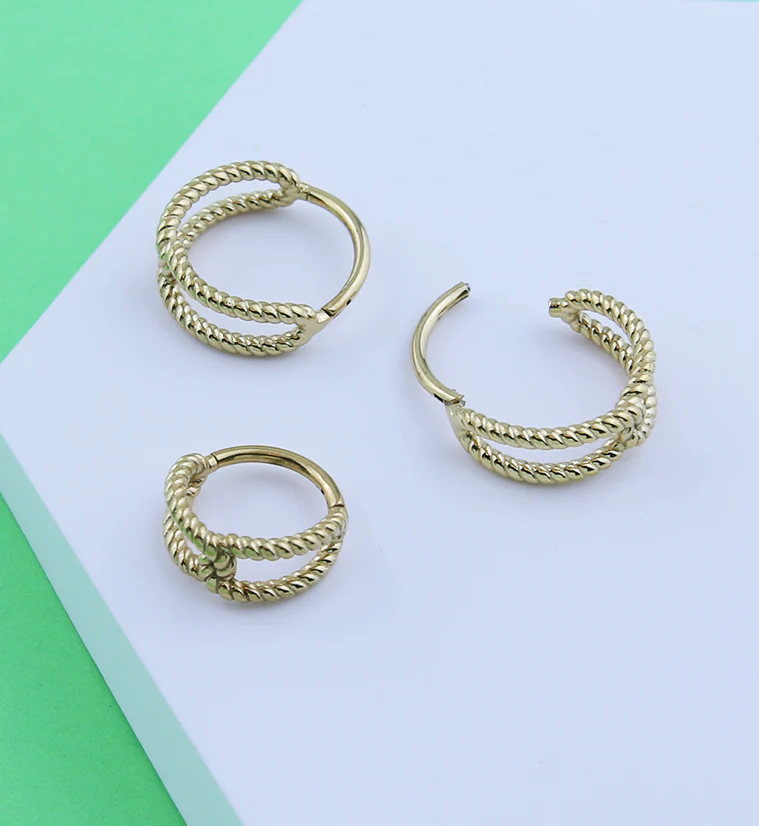 Gold PVD Lasso Linked Stainless Steel Hinged Segment Ring - Image 2