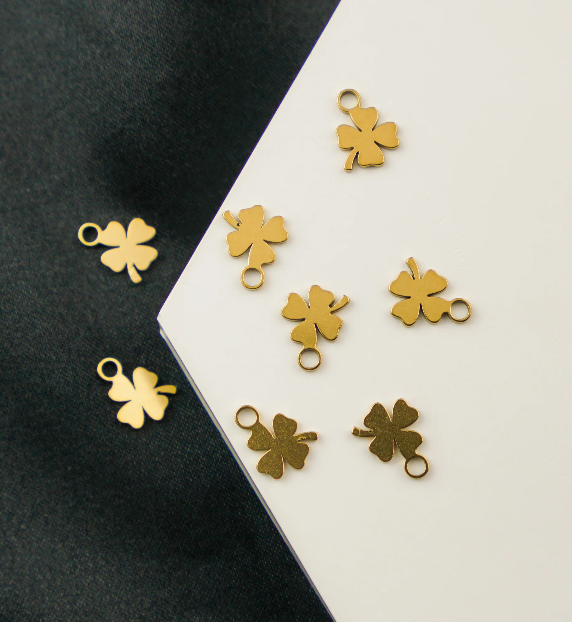 Gold PVD Lucky Clover Stainless Steel Charm - Image 2