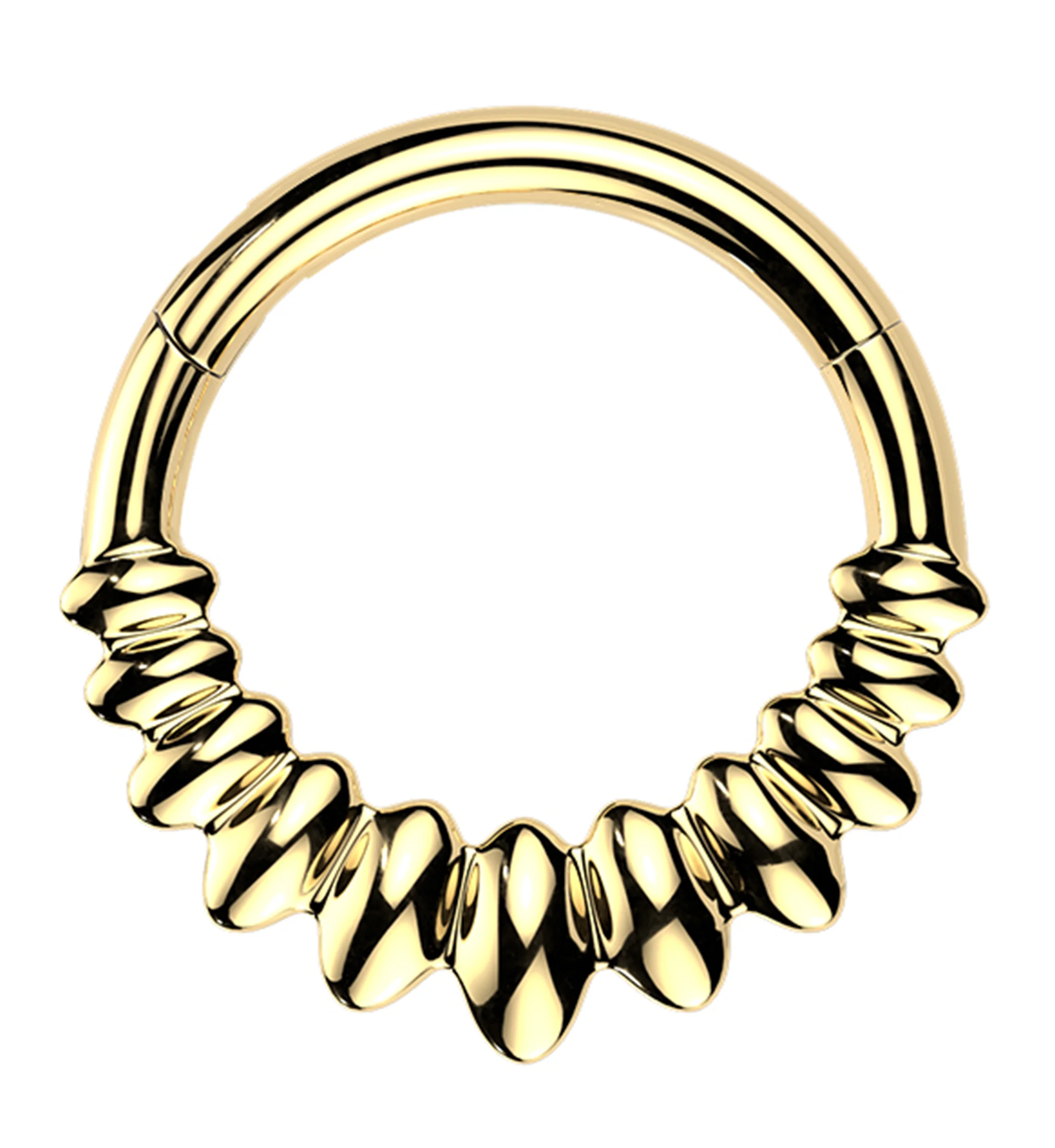 Gold PVD Marquise Beads Stainless Steel Hinged Segment Ring