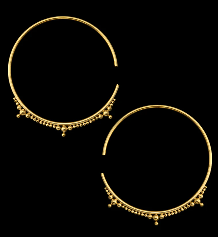 Gold PVD Mini Drip Bead Hoop Stainless Steel Ear Weights