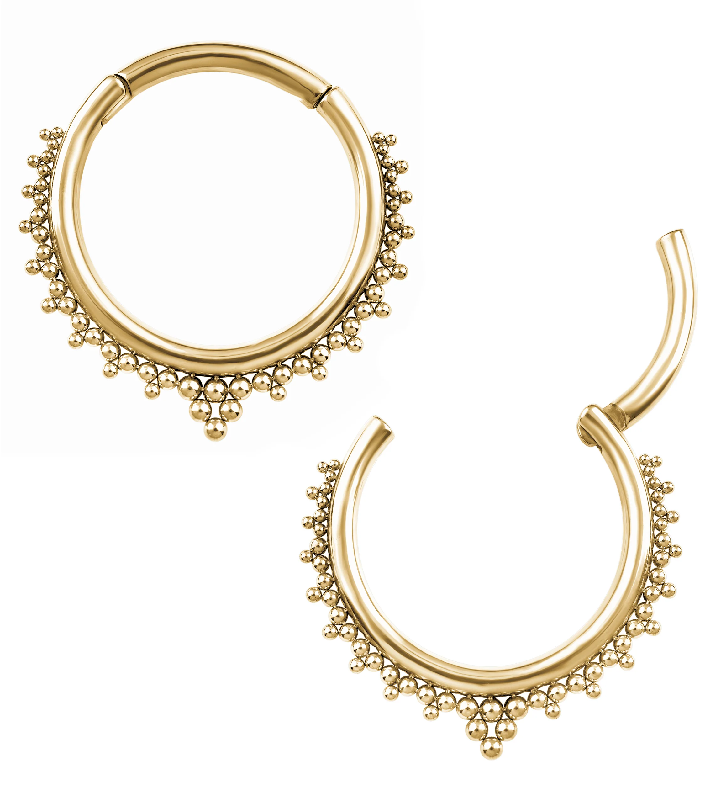 Gold PVD Multi-Bead Stainless Steel Hinged Ear Weights - Image 3