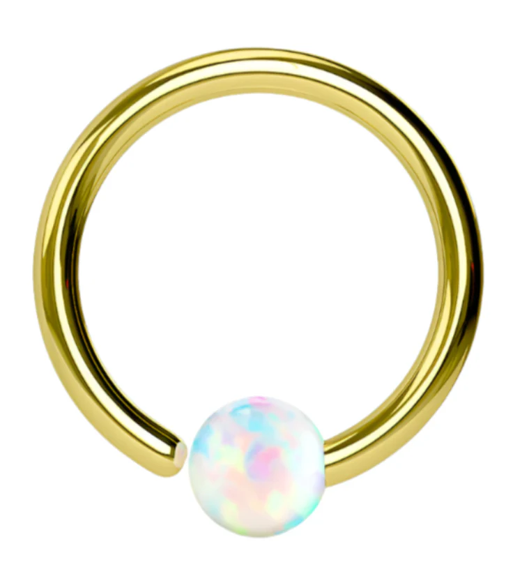 Gold PVD Opalite Fixed Captive Ring