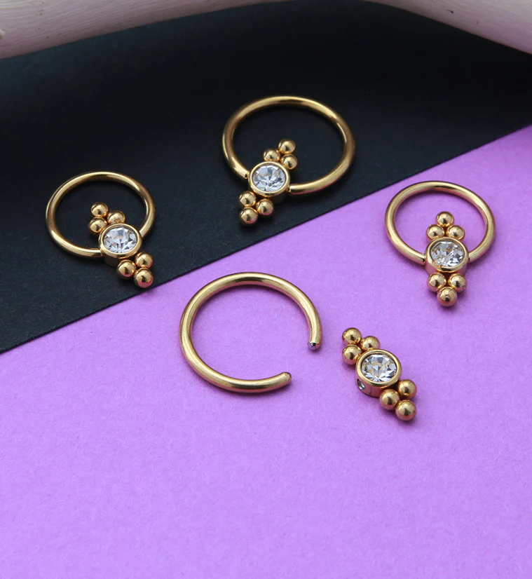 Gold PVD Ornate CZ Captive Ring - Image 2